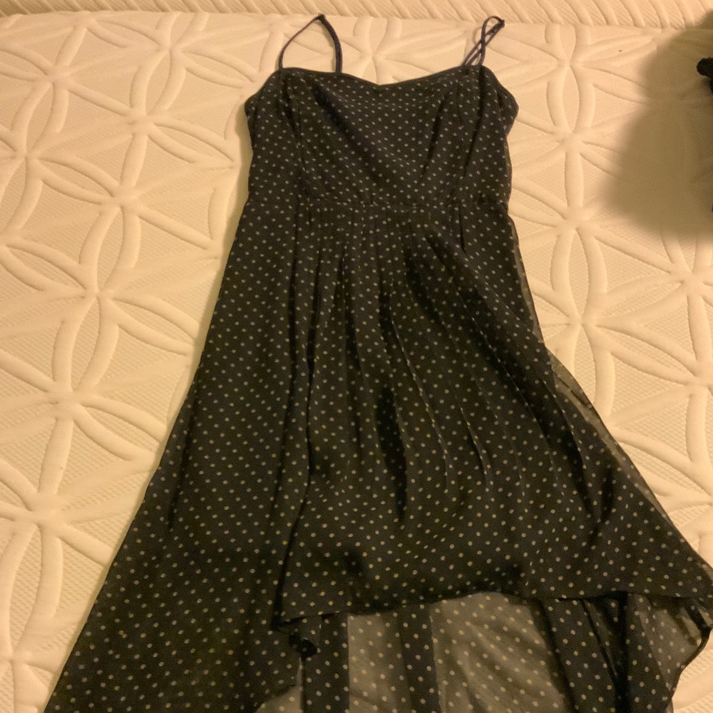 Black High Low Sundress with Spaghetti Straps for Cocktail